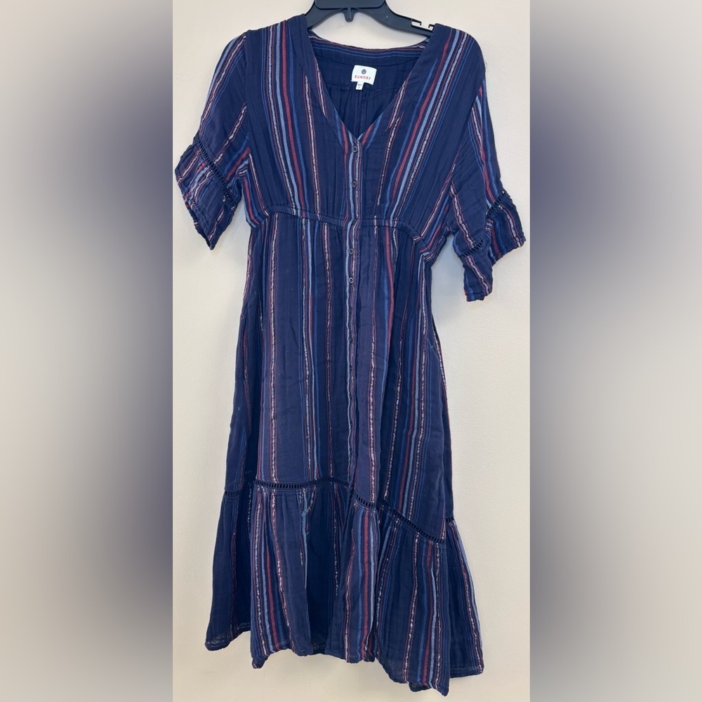 Sundry Ruffle Peasant Dress Navy, size 2